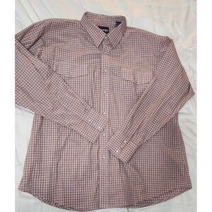 Wrangler Western Shirt Men's XXL Pearl Snap Long Sleeve Plaid Check Cowboy Red